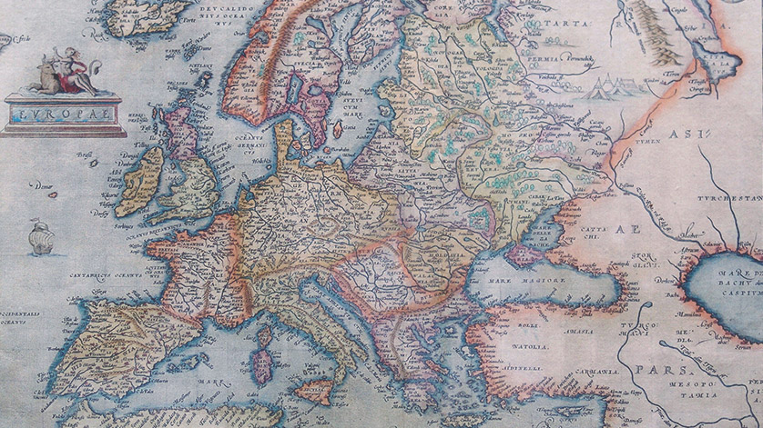 Darstellung Europa 1595 von dem Antwerpener Kartographen Abraham Ortelius