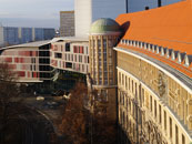 Die Fassaden des Deutschen Buch- und Schriftmuseums und der Deutschen Nationalbibliothek Leipzig