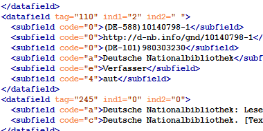 Der Datensatz für die Deutsche Nationalbibliothek in der Gemeinsamen Normdatei im Austauschformat MARC21 Der Datensatz für die Deutsche Nationalbibliothek in der Gemeinsamen Normdatei im Austauschformat MARC21
