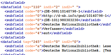 Der Datensatz für die Deutsche Nationalbibliothek in der Gemeinsamen Normdatei im Austauschformat MARC21