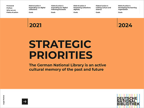 Cover of ther German National Library's "Strategic Priorities 2021-2024"