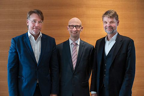 Photo of the Chairman of the Administrative Council and Chief Officer of BKM Dr Andreas Görgen, Johannes Neuer and Director General Frank Scholze