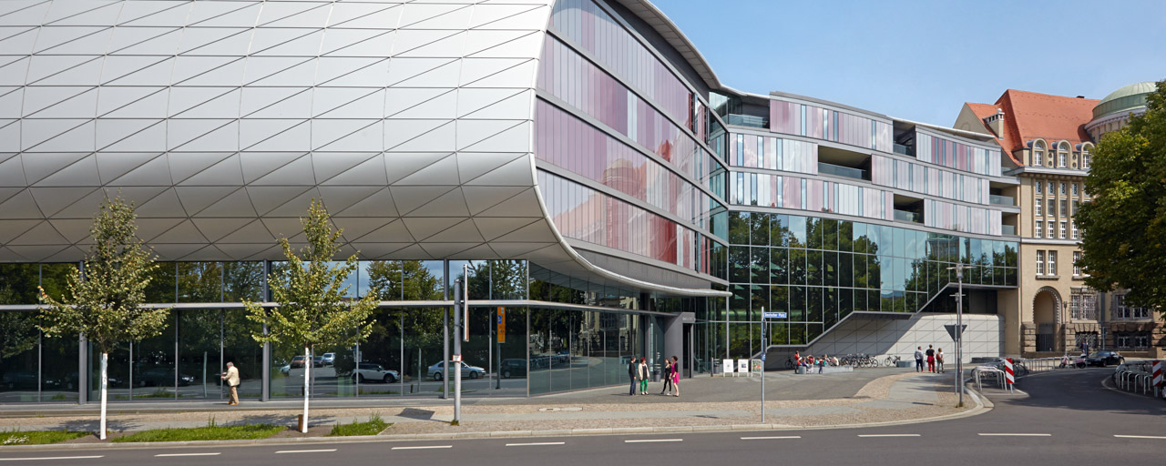 Fassade des Vierten Erweiterungsbaus der Deutschen Nationalbibliothek in Leipzig