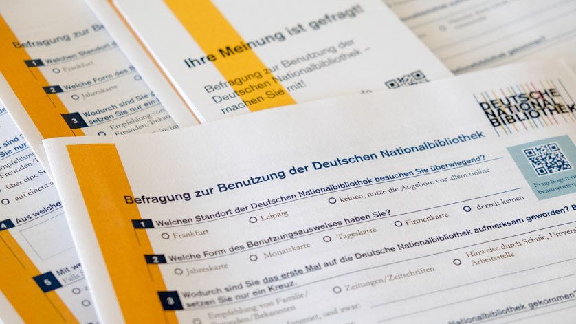Fragebögen für die  Befragung zur Benutzung der Deutschen Nationalbibliothek 2020