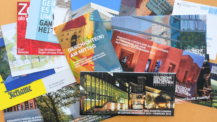 Einladungskarten, Veranstaltungsflyer und Programmleporellos der Deutschen Nationalbibliothek Einladungskarten, Veranstaltungsflyer und Programmleporellos der Deutschen Nationalbibliothek