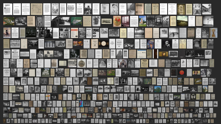 Mosaikartige Abbildung, die sich aus einer Vielzahl von Objekten der Deutschen Digitalen Bibliothek zusammensetzt