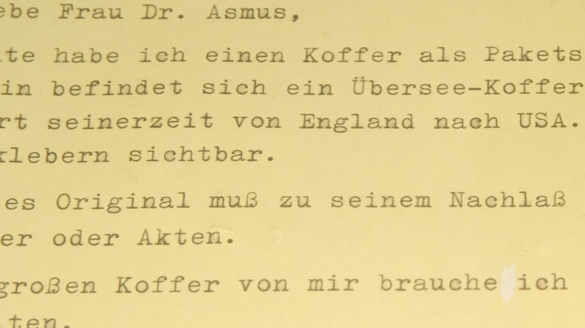 Ausschnitt aus einem maschinenschriftlichen Brief von Irene Nielsen an das Deutsche Exilarchiv 1933-1945. Ausschnitt aus einem maschinenschriftlichen Brief von Irene Nielsen an das Deutsche Exilarchiv 1933-1945.
