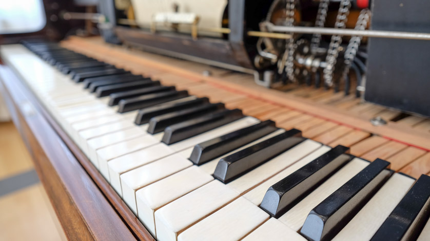 Klaviatur eines Steck-"Duo-Art"-Reproduktions-Flügels Klaviatur eines Steck-"Duo-Art"-Reproduktions-Flügels