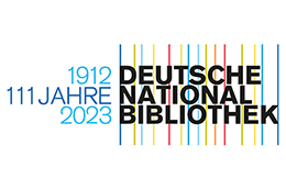 Jubiläumslogo der Deutschen Nationalbibliothek, neben dem Logo steht untereinander 1912, 111 Jahre, 2023