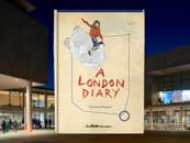 Buchcover „London Diary“. Im Hintergrund ist ein Foto der Deutschen Nationalbibliothek in Frankfurt am Main zu sehen. Buchcover „London Diary“. Im Hintergrund ist ein Foto der Deutschen Nationalbibliothek in Frankfurt am Main zu sehen.