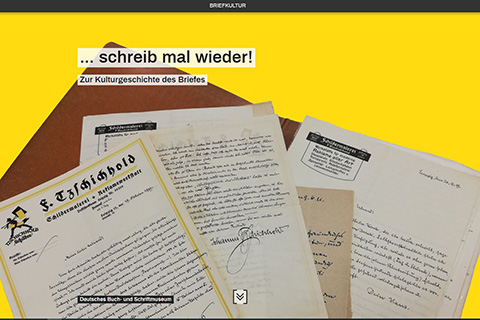 Startseite der virtuellen Ausstellung „Schreib mal wieder... Zur Kulturgeschichte des Briefes“