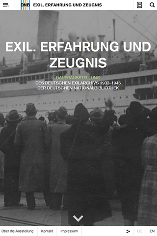 Startseite der virtuellen Ausstellung „Exil. Erfahrung und Zeugnis“ der Deutschen Nationalbibliothek 