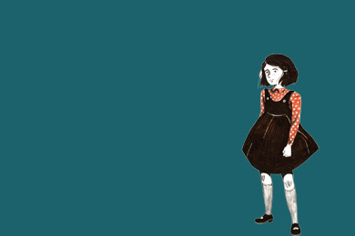 Cut Out der Comicfigur von Karola Ruth Siegel zur Ausstellung „Kinderemigration aus Frankfurt“ Cut Out der Comicfigur von Karola Ruth Siegel zur Ausstellung „Kinderemigration aus Frankfurt“