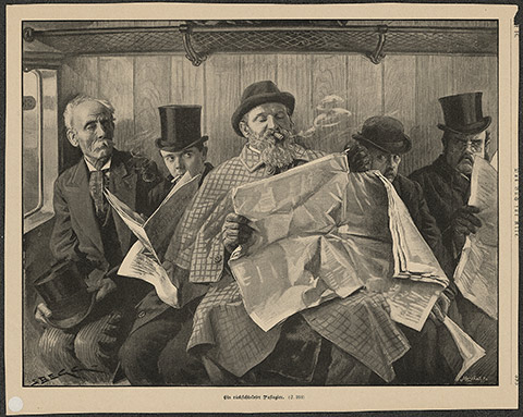 Ein rücksichtsloser Passagier. Zeitungsillustration 1872