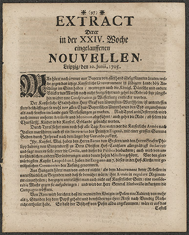 Extract derer in der XXIV. Woche eingelauffenen Nouvellen vom 20.06.1705