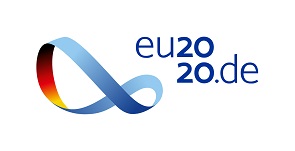 Logo zur Europäischen Ratspräsidentschaft Deutschlands 2020; Link auf deren Homepage
