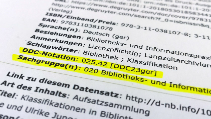 A Dewey number in the Deutsche Nationalbibliografie (German National Bibliography)