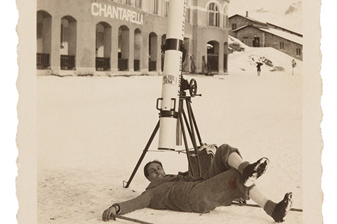 Ulrich Becher skiing in St. Moritz, 1930s