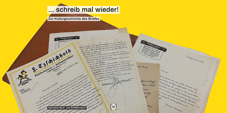 Homepage oft he virtual exhibition “...schreib mal wieder! (Write again!) The cultural history of letters”