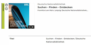 Bibliographic record with cover image in DNB catalogue Bibliographic record with cover image in DNB catalogue