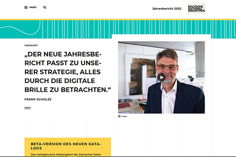 Homepage of the German National Library's digital annual report 2022